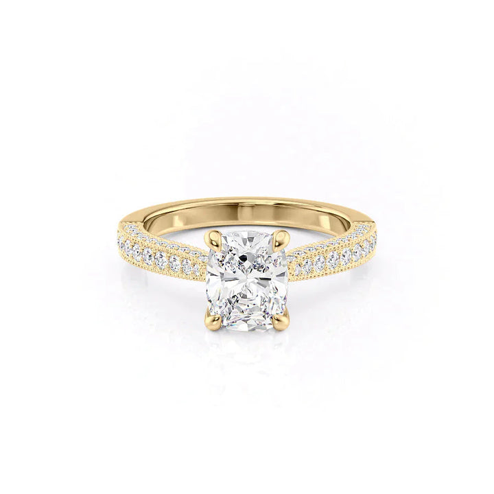 2.50CT Cushion Lab Grown F/VS1 Diamond Vintage Pave Engagement Ring