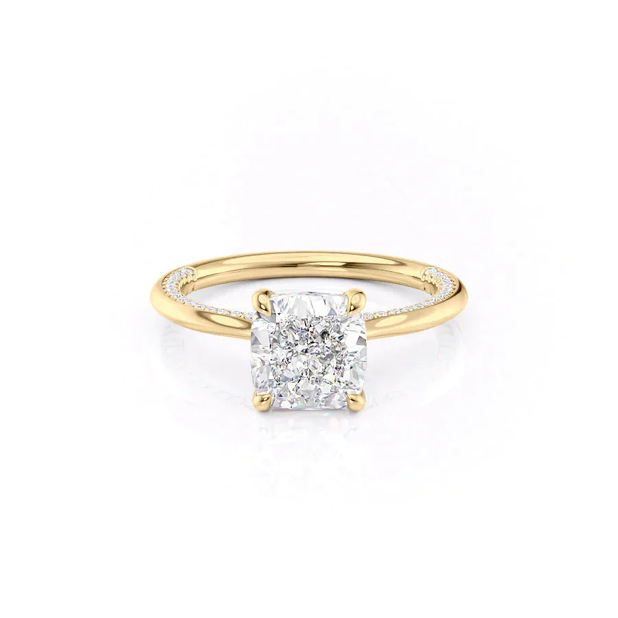 2.0CT Cushion Lab Grown E/VS1 Hidden Diamond Engagement Ring