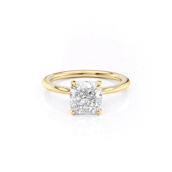 2.0CT Cushion Lab Grown E/VS1 Hidden Diamond Engagement Ring