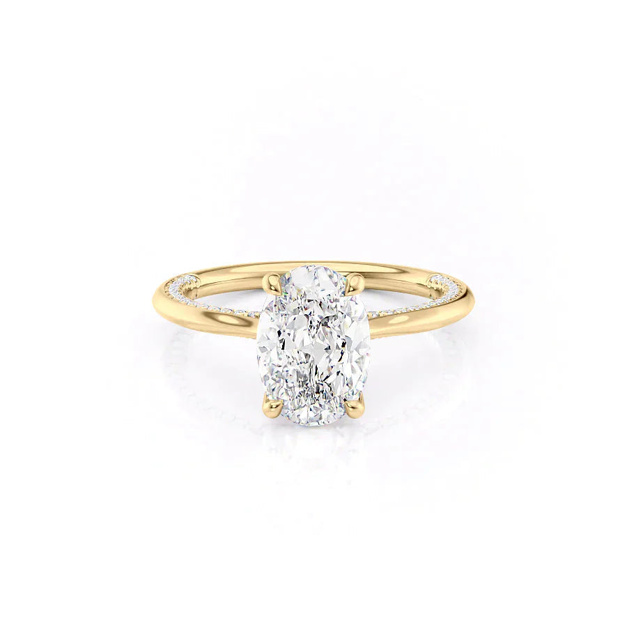 3.50CT Oval Lab Grown F/VVS1 Diamond Hidden Pave Engagement Ring