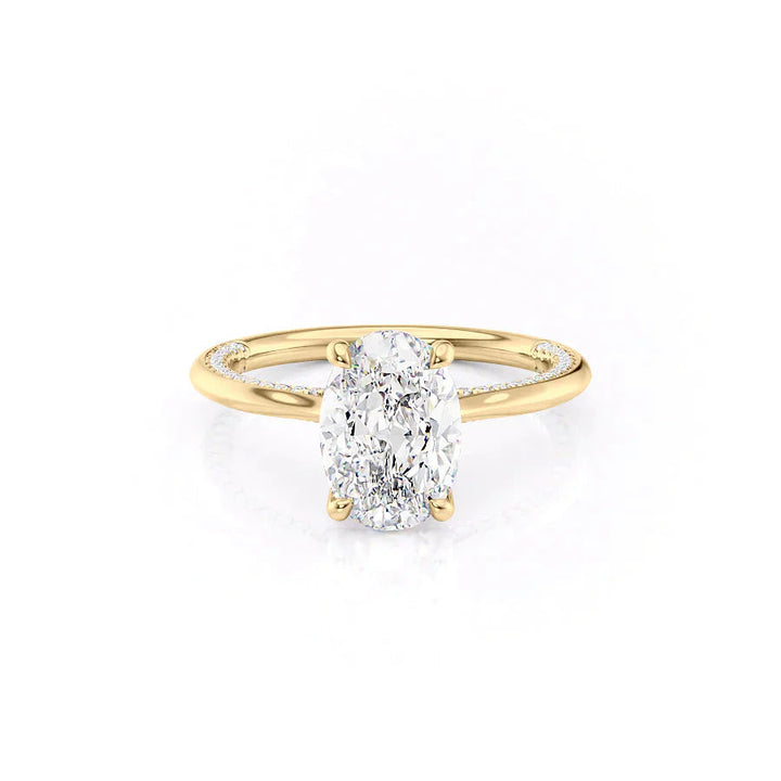 3.50CT Oval Lab Grown F/VVS1 Diamond Hidden Pave Engagement Ring