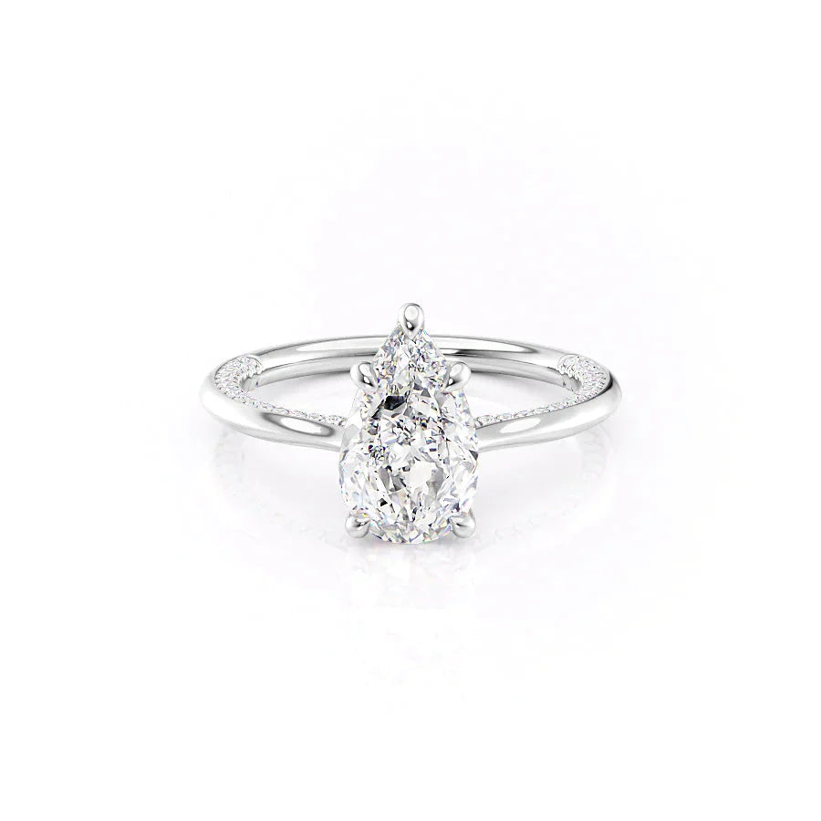 3.0CT Pear Lab Grown D/VVS2 Diamond Hidden Pave Engagement Ring