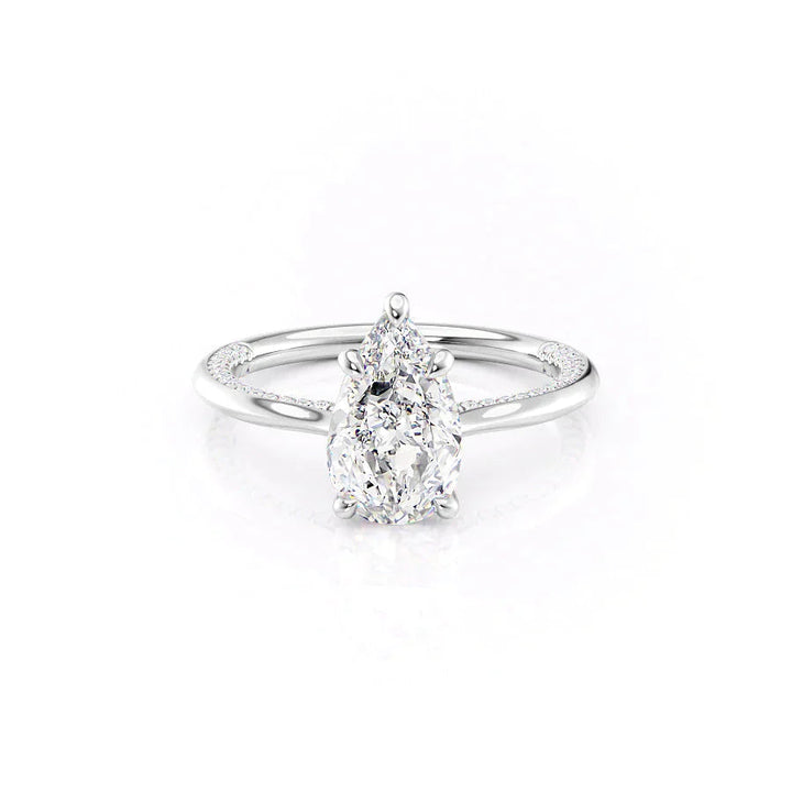 3.0CT Pear Lab Grown E/VS1 Hidden Diamond Engagement Ring