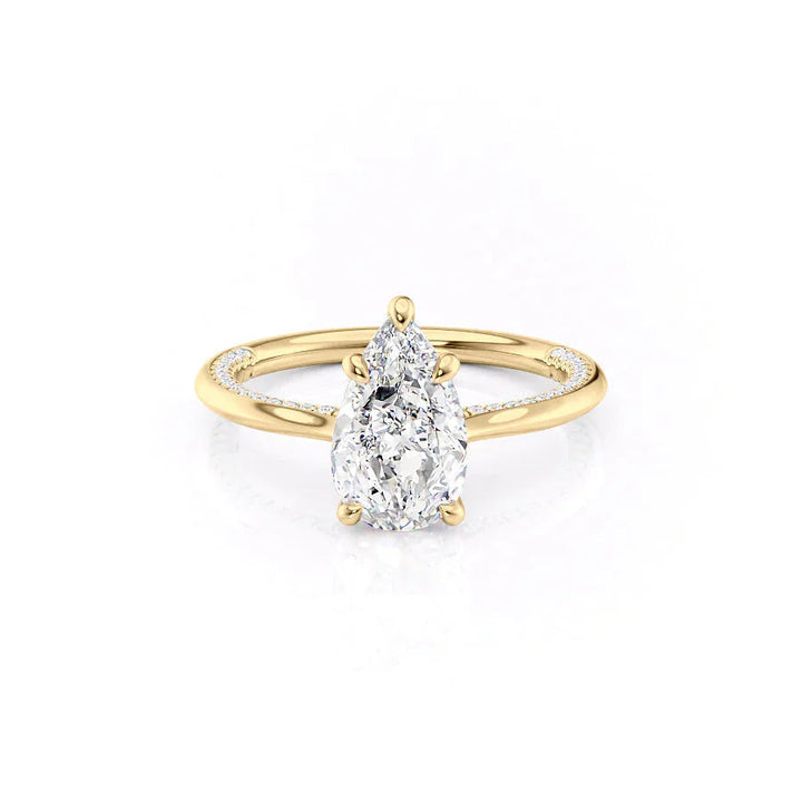 3.0CT Pear Lab Grown F/VVS1 Hidden Diamond Pave Engagement Ring