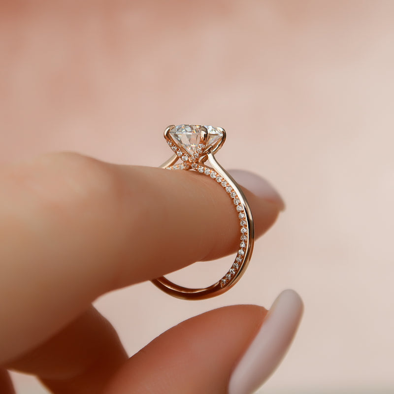 1.80CT Round Lab Grown F/VS2 Diamond Hidden Pave Engagement Ring