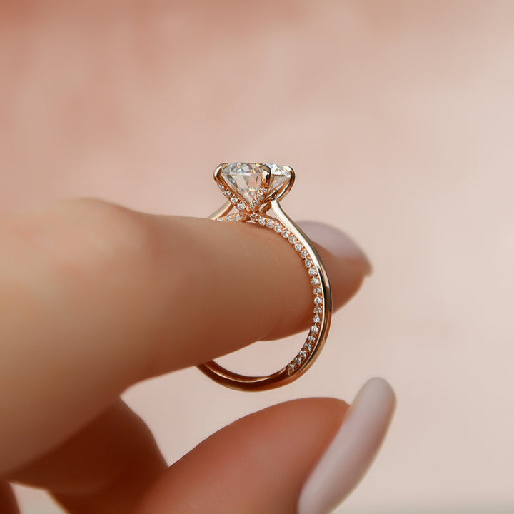 1.80CT Round Lab Grown F/VS2 Diamond Hidden Pave Engagement Ring