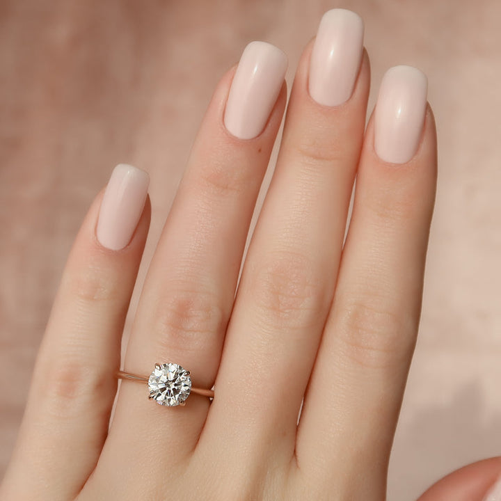 1.80CT Round Lab Grown F/VS2 Diamond Hidden Pave Engagement Ring