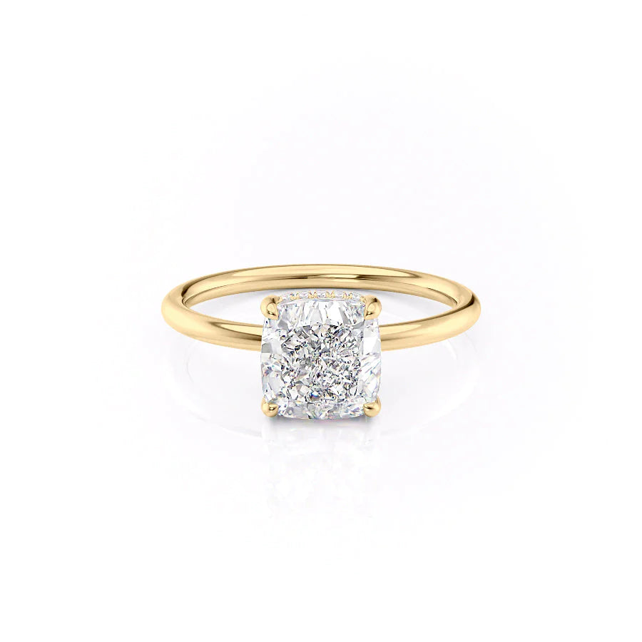 2.50CT Cushion Lab Grown F/VS1 Hidden Halo Diamond Engagement Ring