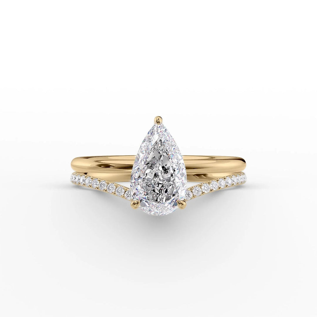 3.0CT Pear Lab Grown D/VVS2 Hidden Halo Diamond Engagement Ring