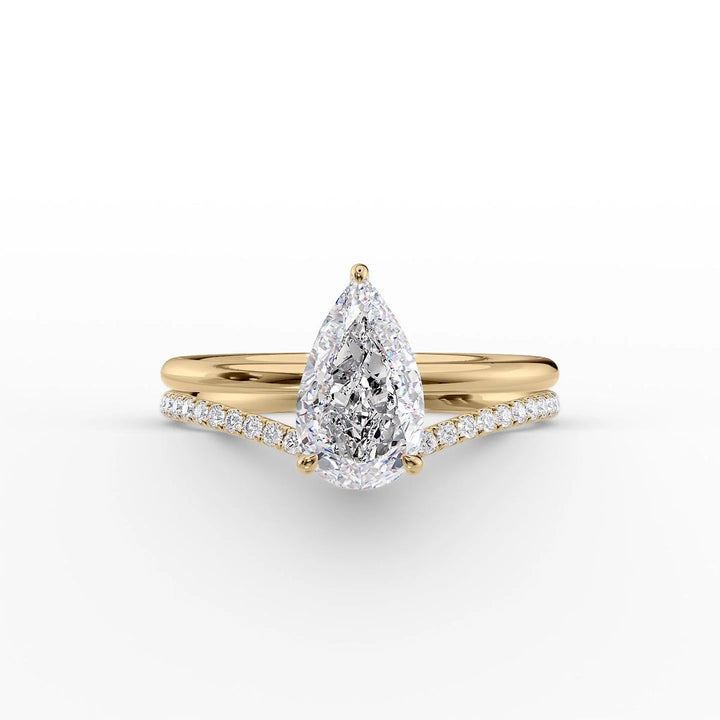 3.0CT Pear Lab Grown D/VVS2 Hidden Halo Diamond Engagement Ring