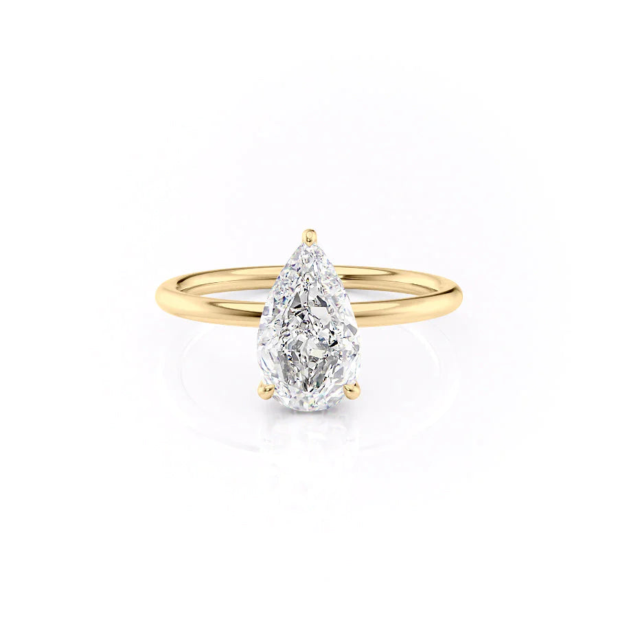 3.0CT Pear Lab Grown D/VVS2 Hidden Halo Diamond Engagement Ring