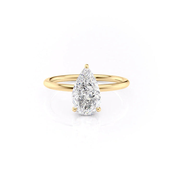 3.0CT Pear Lab Grown D/VVS2 Hidden Halo Diamond Engagement Ring