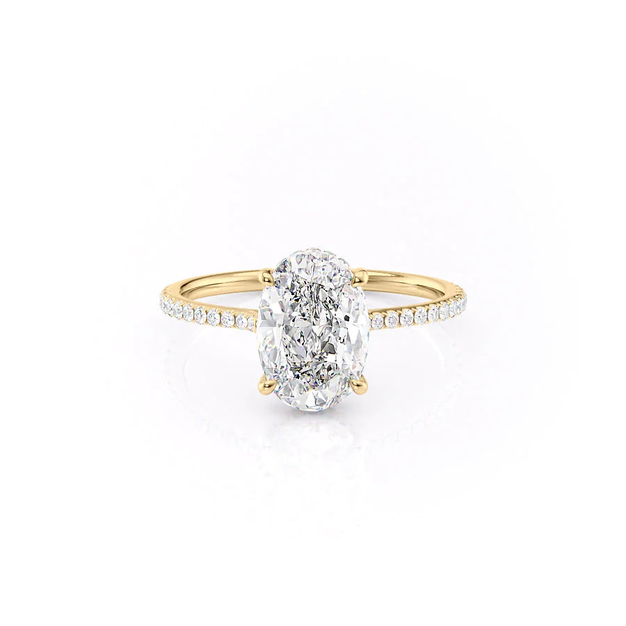 2.50CT Oval Lab Grown E/VVS1 Diamond Hidden Halo Engagement Ring