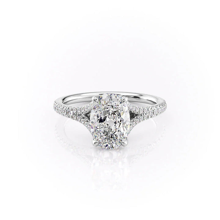 2.50CT Oval Lab Grown F/VVS2 Diamond Split Shank Engagement Ring