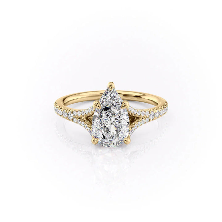 1.50CT Pear Lab Grown E/VS2 Diamond Split Shank Engagement Ring