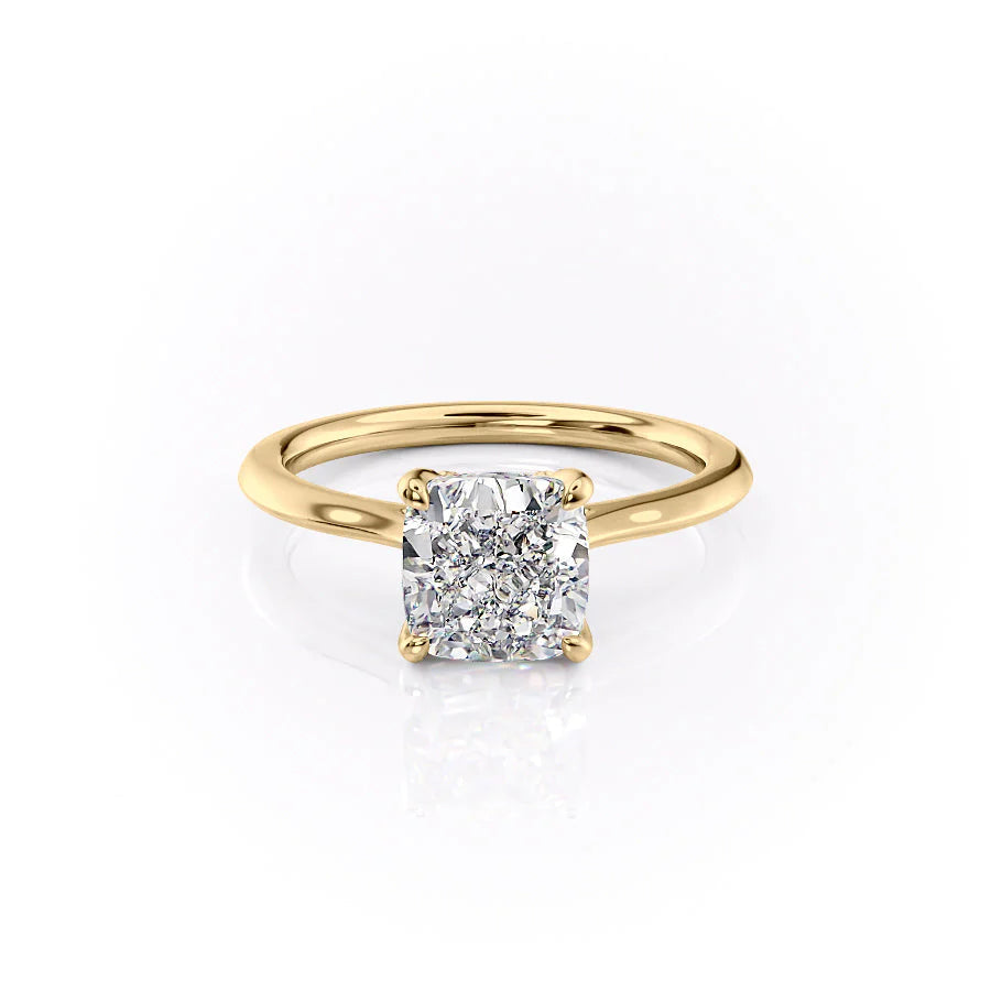 3.50CT Cushion Lab Grown E/VVS1 Tulip Set Diamond Cathedral Engagement Ring