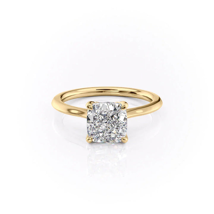 3.50CT Cushion Lab Grown E/VVS1 Tulip Set Diamond Cathedral Engagement Ring