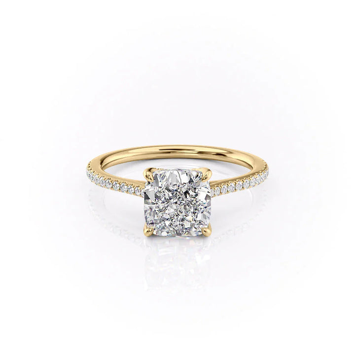 3.0CT Cushion Lab Grown F/VVS2 Tulip Set Diamond Engagement Ring