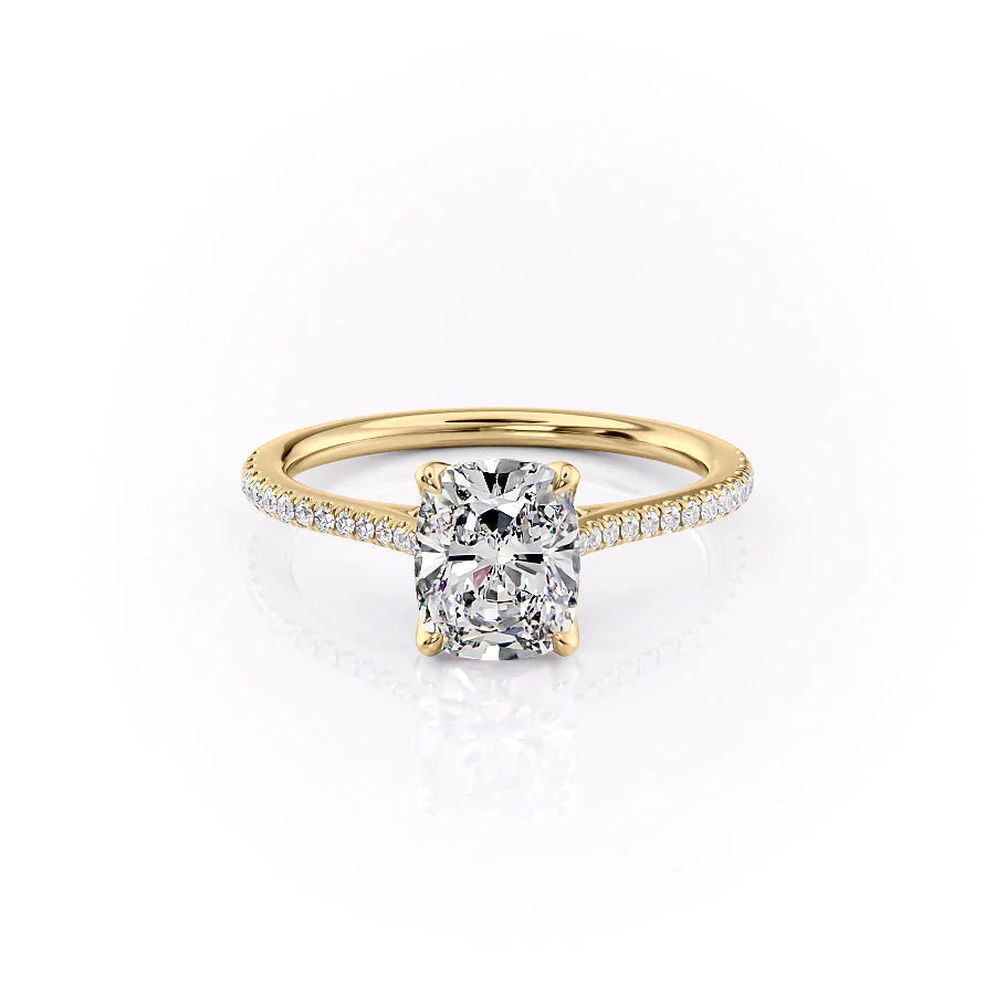 2.0CT Cushion Lab Grown F/VVS2 Diamond Tulip Set Engagement Ring