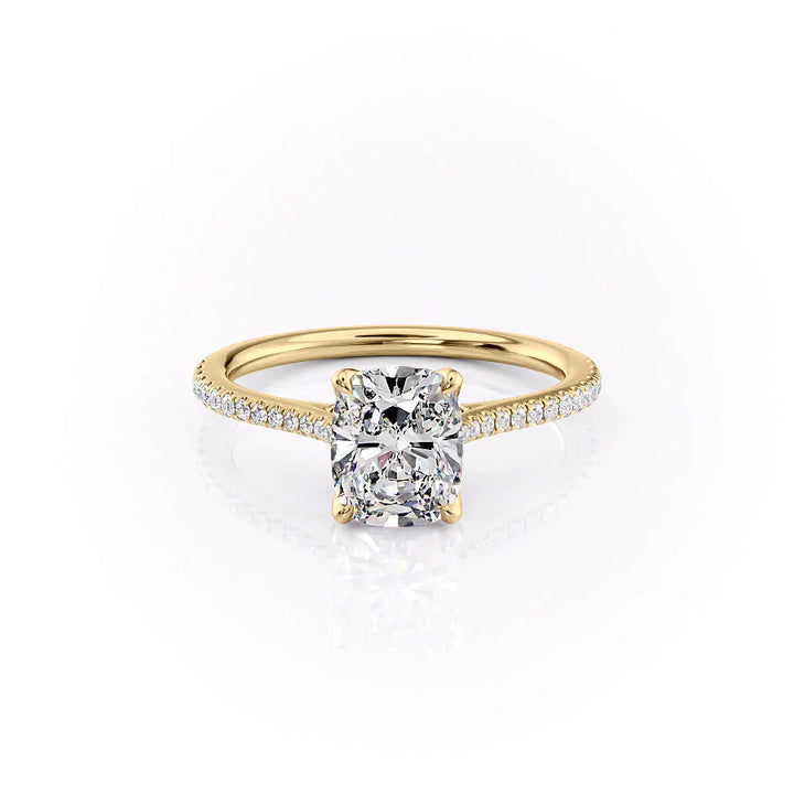 2.0CT Cushion Lab Grown F/VVS2 Diamond Tulip Set Engagement Ring