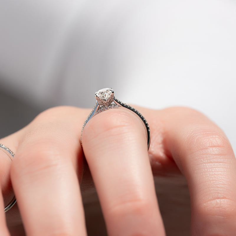 1.50CT Oval Lab Grown F/VVS2 Diamond Tulip Set Engagement Ring