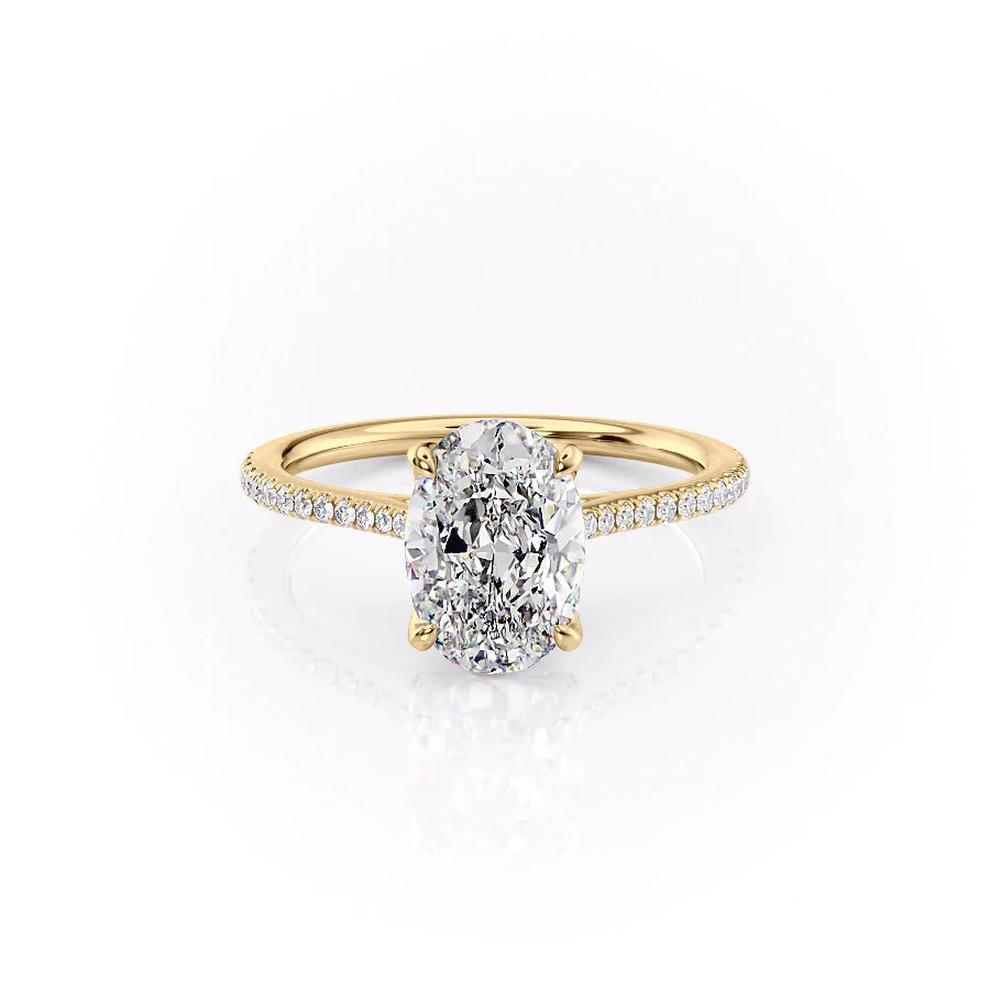 1.50CT Oval Lab Grown F/VVS2 Diamond Tulip Set Engagement Ring