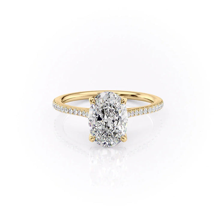 1.50CT Oval Lab Grown F/VVS2 Diamond Tulip Set Engagement Ring