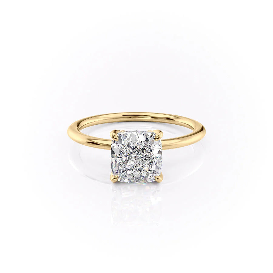 3.0CT Cushion Lab Grown E/VS1 Tulip Set Diamond Engagement Ring