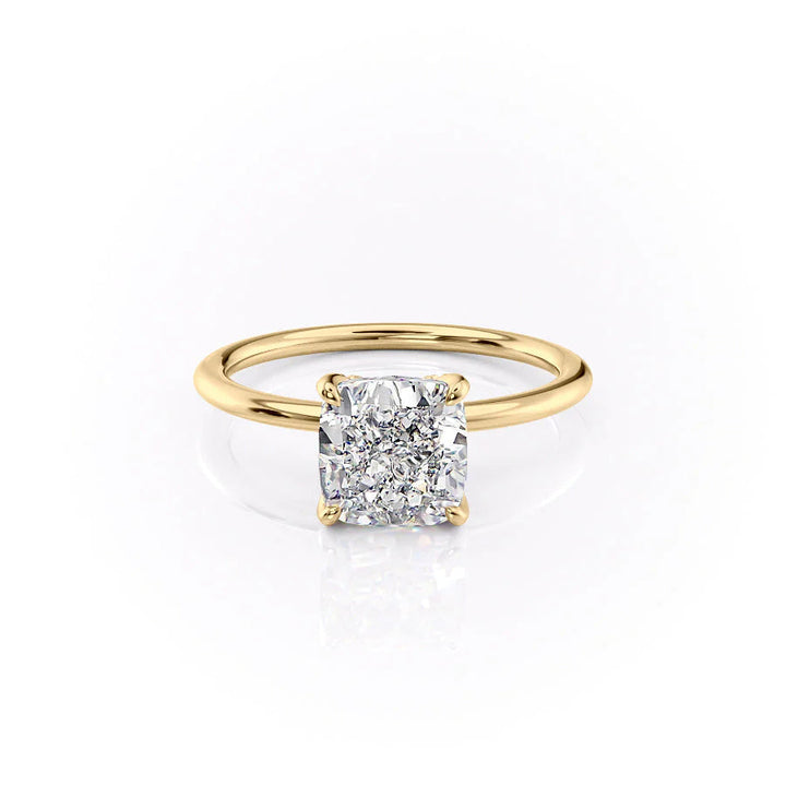 3.0CT Cushion Lab Grown E/VS1 Tulip Set Diamond Engagement Ring
