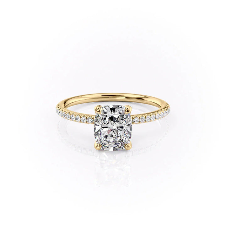 3.0CT Cushion Lab Grown E/VS Tulip Set Diamond Engagement Ring