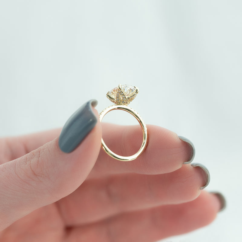 3.50CT Oval Lab Grown F/VVS1 Diamond Tulip Set Engagement Ring