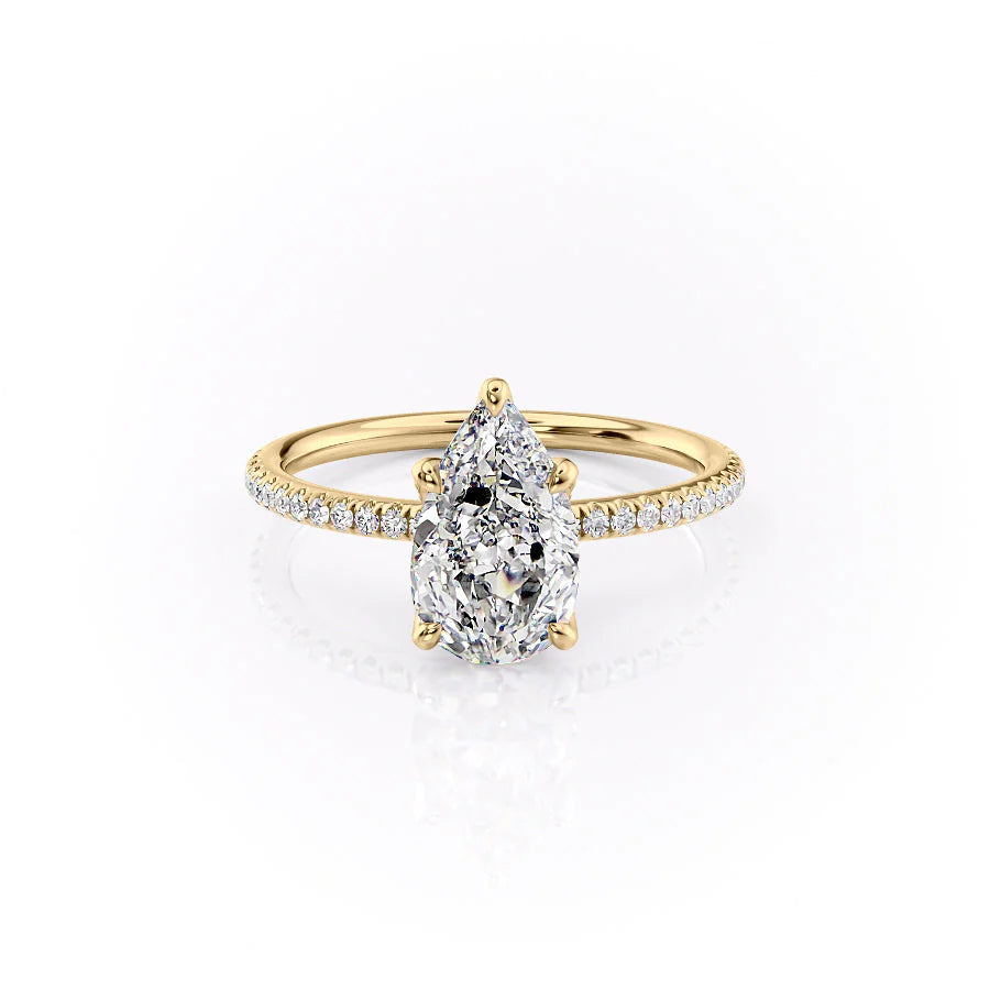 3.50CT Pear Lab Grown E/VS2 Diamond Tulip Set Engagement Ring