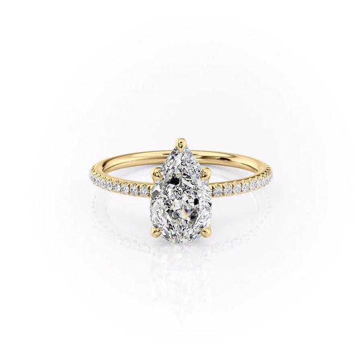 3.50CT Pear Lab Grown E/VS2 Diamond Tulip Set Engagement Ring