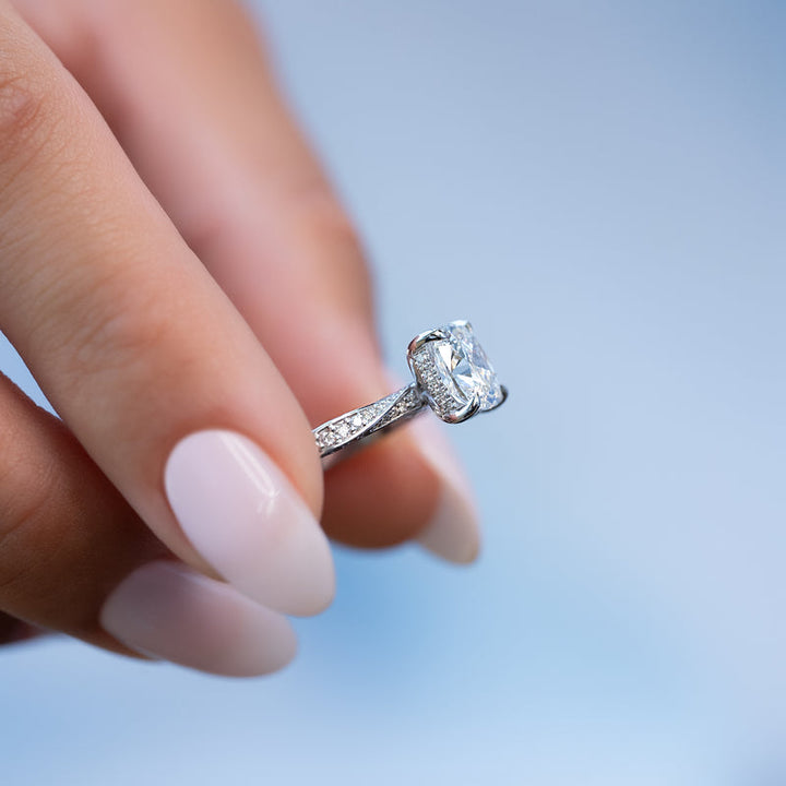 2.50CT Cushion Lab Grown E/VVS1 Diamond Braided Engagement Ring