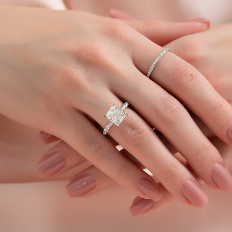 2.50CT Cushion Lab Grown E/VVS1 Diamond Braided Engagement Ring