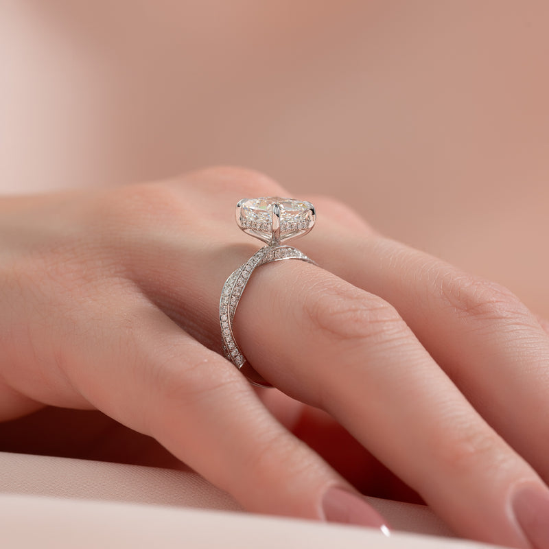 2.50CT Cushion Lab Grown E/VVS1 Diamond Braided Engagement Ring