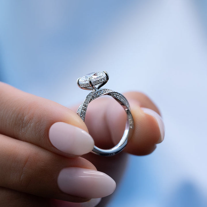 2.50CT Cushion Lab Grown E/VVS1 Diamond Braided Engagement Ring