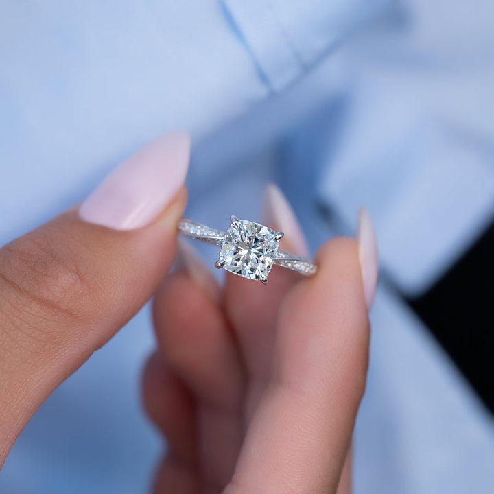 2.50CT Cushion Lab Grown E/VVS1 Diamond Braided Engagement Ring