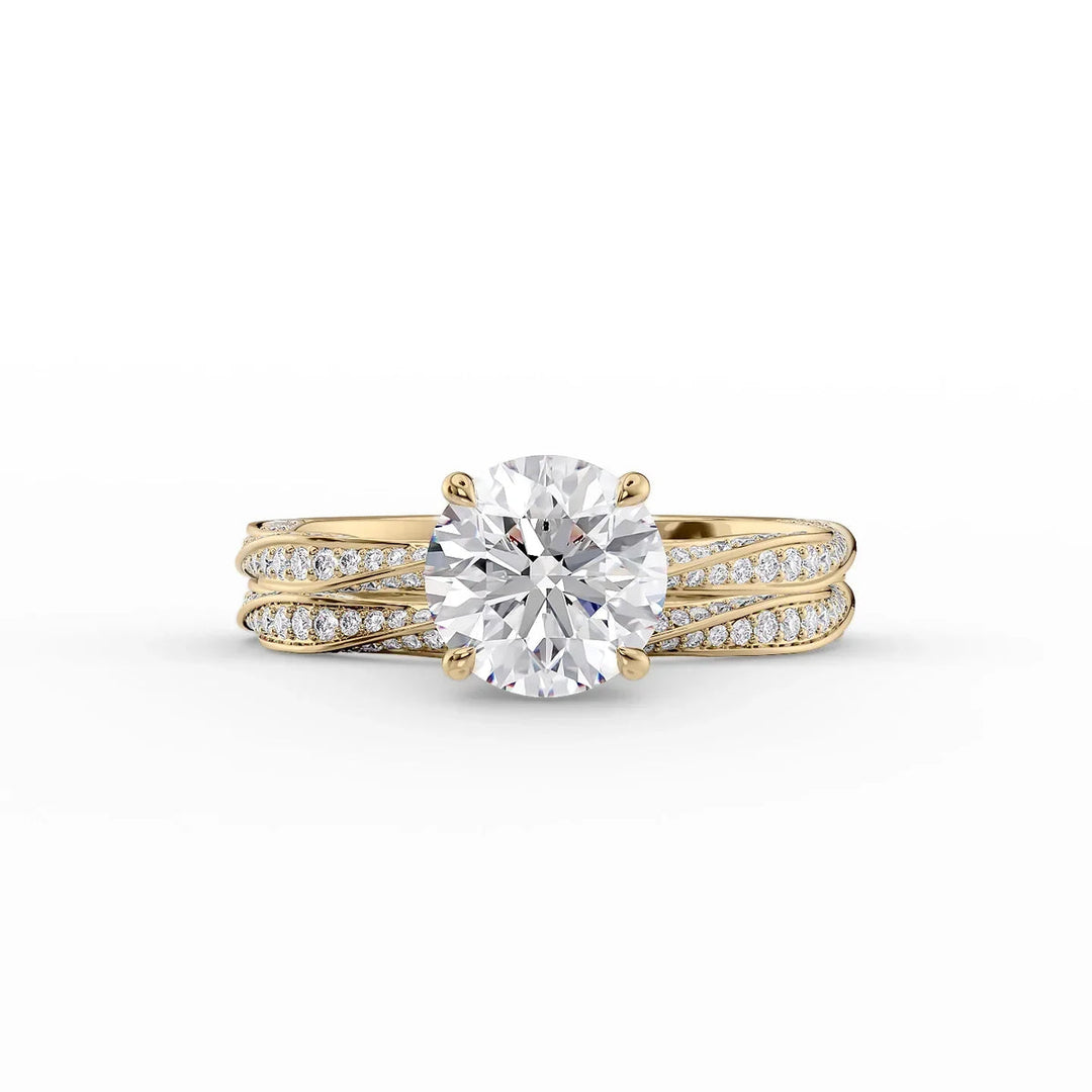Affordable braided style engagement rings online, Twisted diamond ring in 14K white gold,