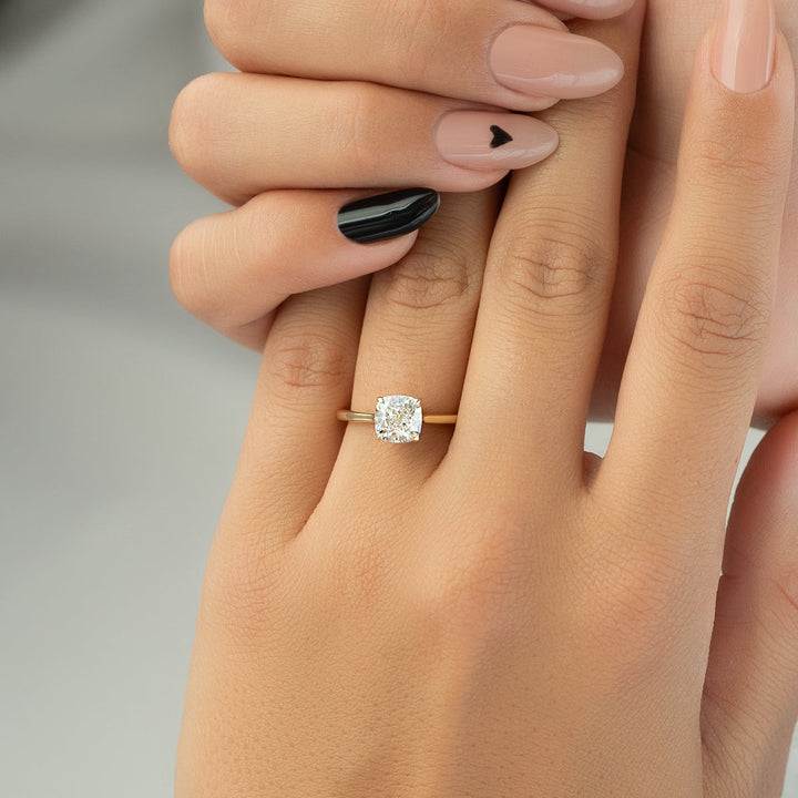 1.50CT Cushion Lab Grown E/VS2 Diamond Solitaire Engagement Ring