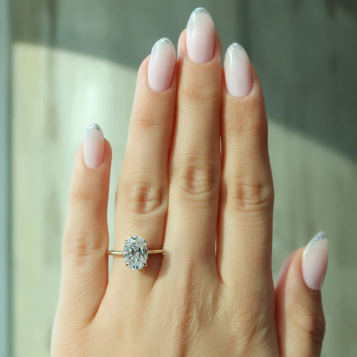 2.50CT Oval Lab Grown E/VVS1 Diamond Solitaire Engagement Ring for Her