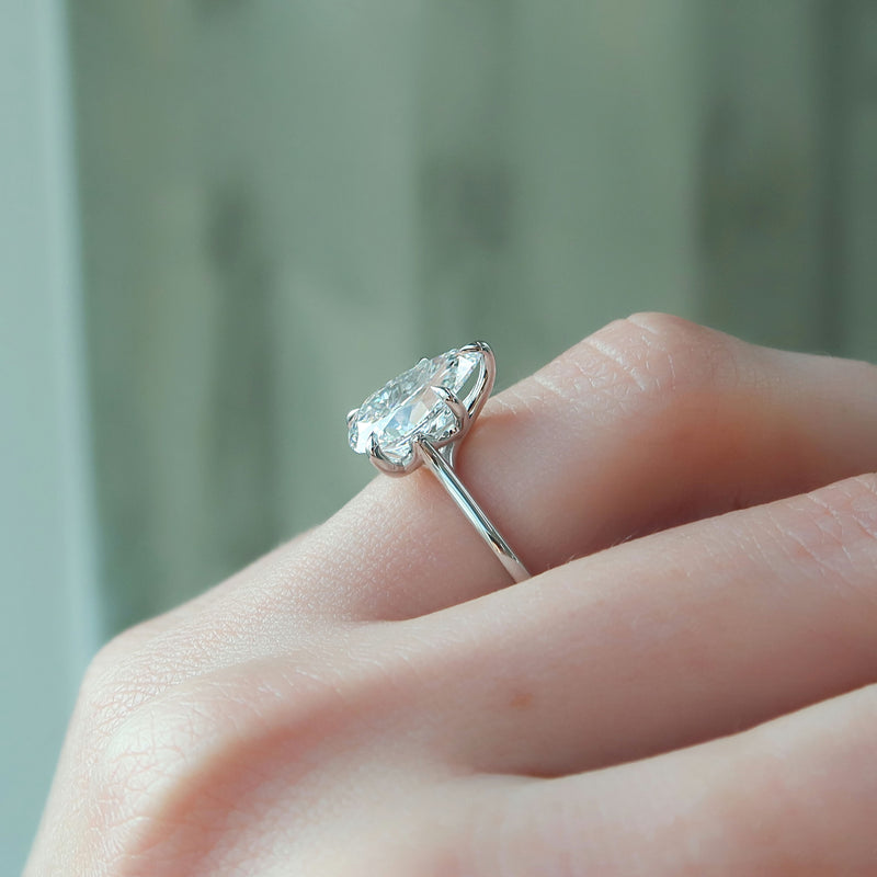 3.0CT Pear Lab Grown E/VS1 Solitaire Diamond Engagement Ring