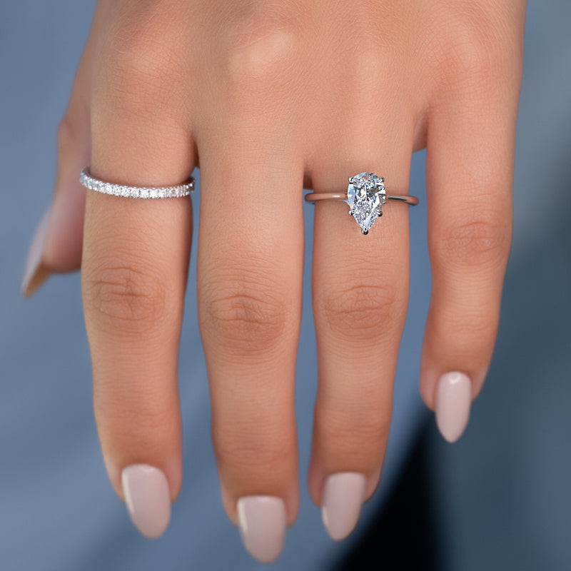 3.0CT Pear Lab Grown E/VS1 Solitaire Diamond Engagement Ring