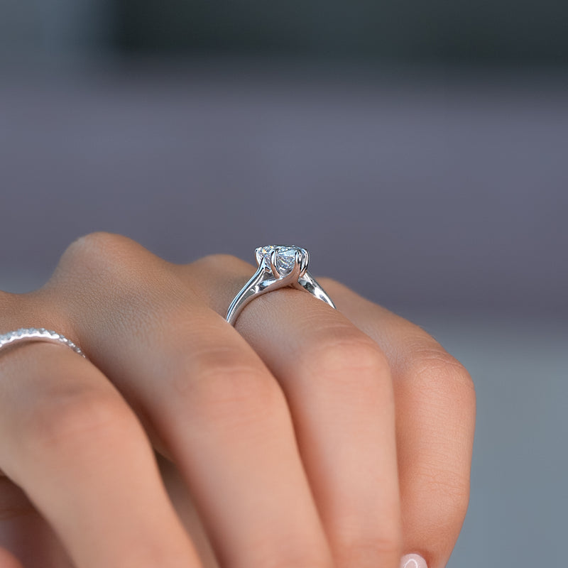 3.0CT Pear Lab Grown E/VS1 Solitaire Diamond Engagement Ring