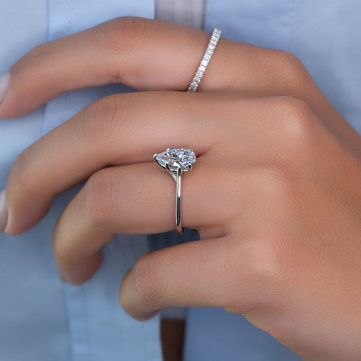 3.0CT Pear Lab Grown E/VS1 Solitaire Diamond Engagement Ring