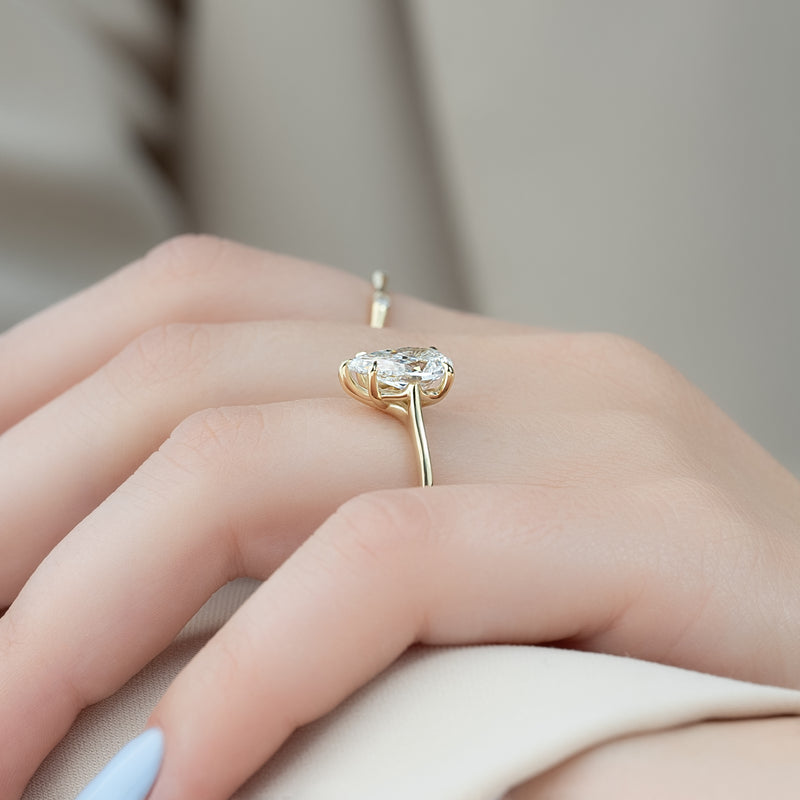 3.0CT Pear Lab Grown E/VS1 Solitaire Diamond Engagement Ring