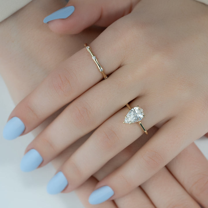3.0CT Pear Lab Grown E/VS1 Solitaire Diamond Engagement Ring
