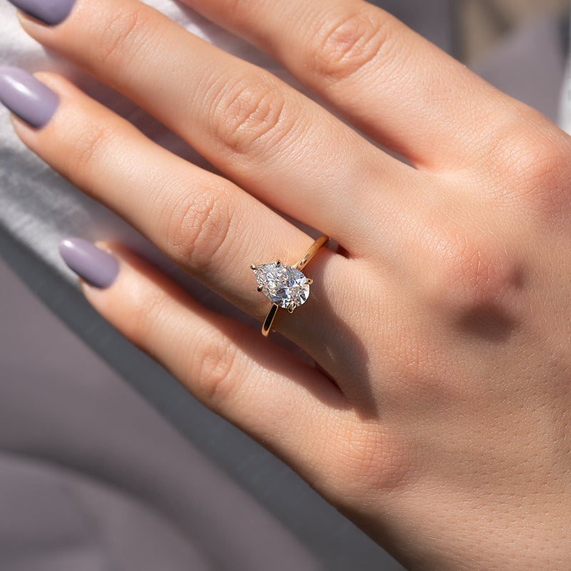 3.0CT Pear Lab Grown E/VS1 Solitaire Diamond Engagement Ring