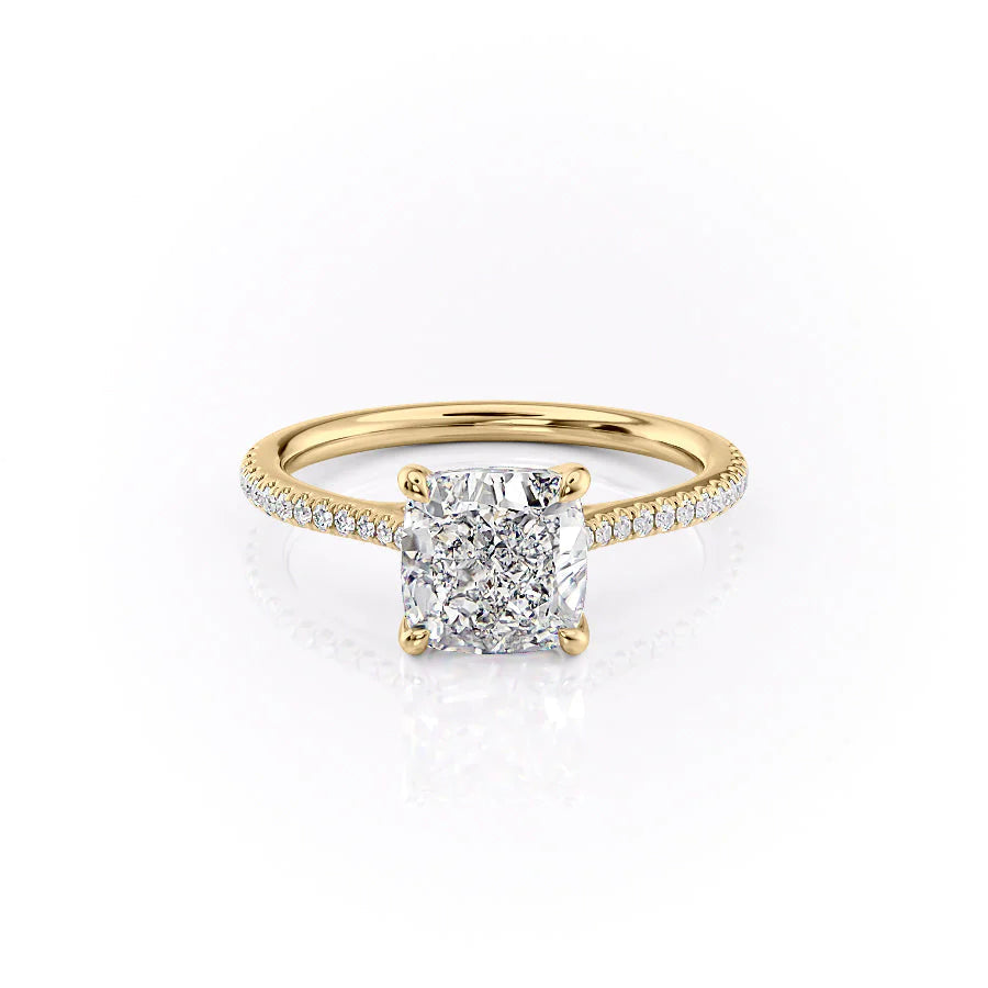 2.0CT Cushion Lab Grown F/VVS1 Pave Diamond Engagement Ring
