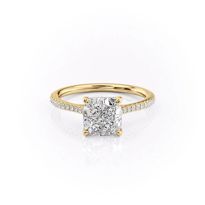 2.0CT Cushion Lab Grown F/VVS1 Pave Diamond Engagement Ring